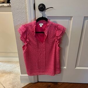 J. Crew Pink Ruffle Sleeve Top